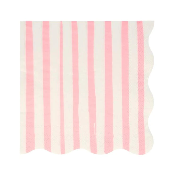 Pink Stripe Small Napkins (x 16)