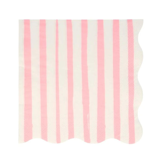 Pink Stripe Small Napkins (x 16)