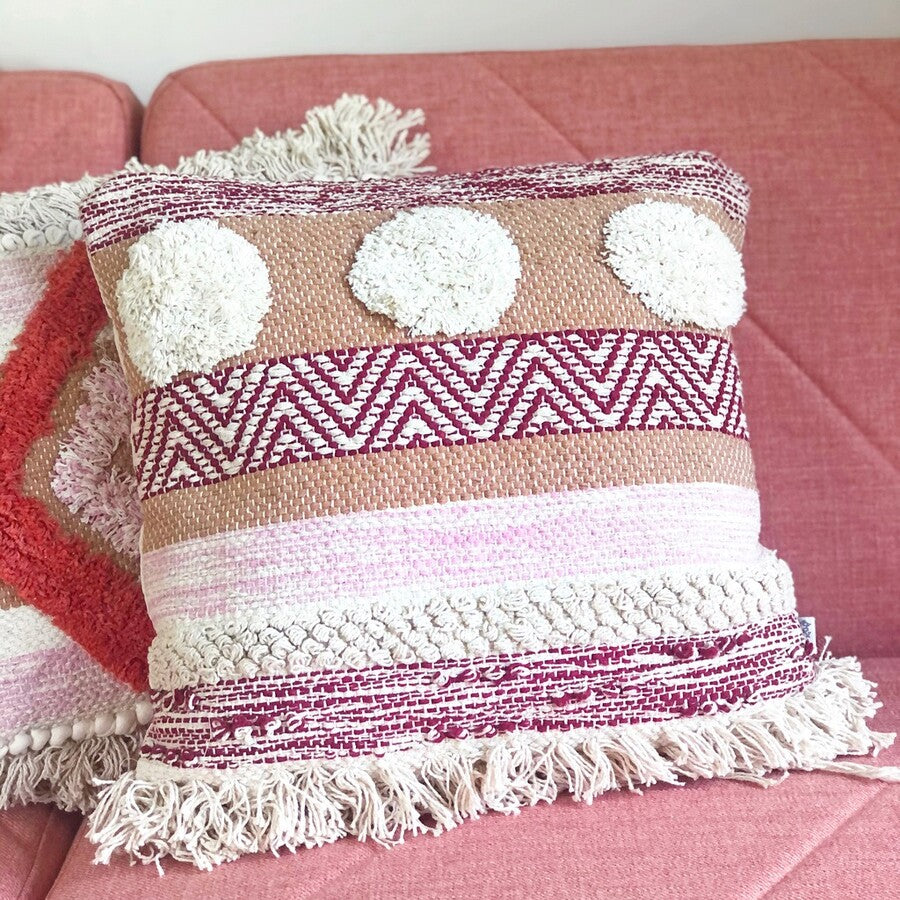 Nevada Pink Woven Stripe Cushion