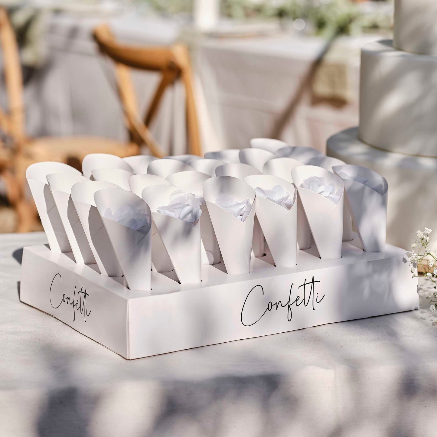 Wedding Confetti Tray with 24 Cones and Confetti