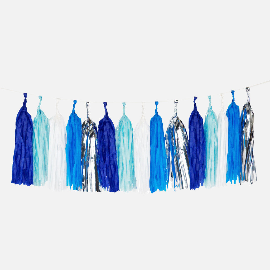 Blue - Silver Tassel Garland - thepartyville