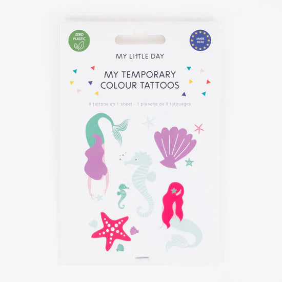 1 sheet of 8 mermaid tattoos