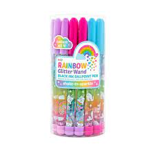 Stylos à bille Rainbow Glitter Wand - Pot de 24 