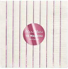 Pink Sparkle stripe napkins S